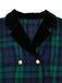 Manteau à carreaux bleue et verte en col cranté années 1940