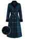 Manteau à carreaux bleue et verte en col cranté années 1940