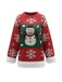 Pull-over à ourlet brut avec motif bonhomme de neige de Noël des années 1950