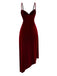 Robe en velours rouge bordeaux à ourlet volanté années 1930
