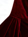 Robe en velours rouge bordeaux à ourlet volanté années 1930