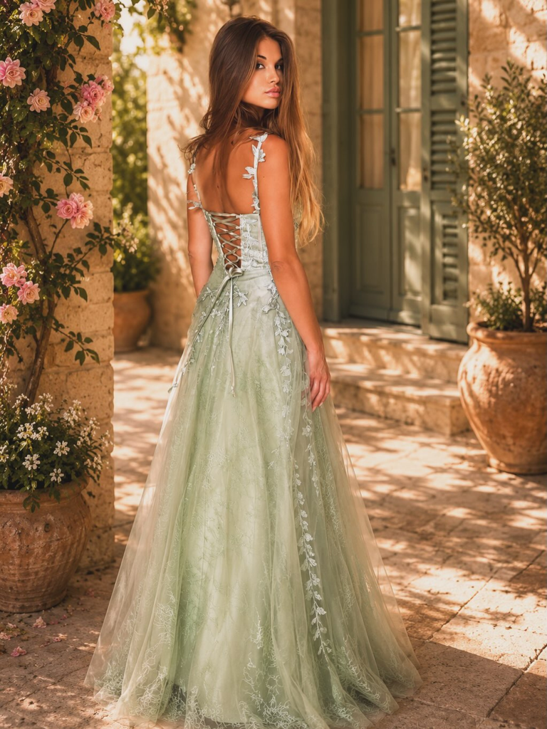 Robe longue rose tulle dentelle fines bretelles 1930s