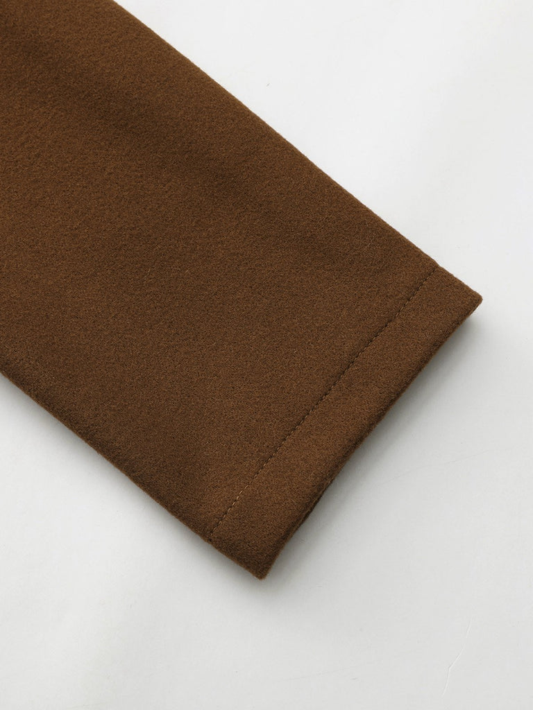 Manteau trapèze col larges revers en fausse laine unie des années 1940