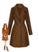Manteau trapèze col larges revers en fausse laine unie des années 1940