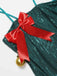 Robe verte à paillettes avec nœud et clochettes de Noël des années 1960