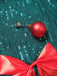 Robe verte à paillettes avec nœud et clochettes de Noël des années 1960