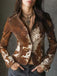 Veste boutonnée de cowgirl western marron des années 1970