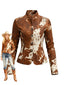 Veste boutonnée de cowgirl western marron des années 1970