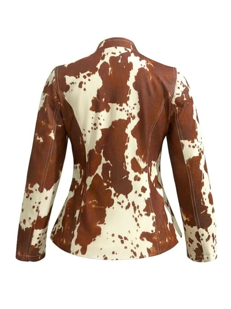 Veste boutonnée de cowgirl western marron des années 1970