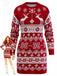 Robe en maille jacquard à rennes et de flocons de neige années 1960