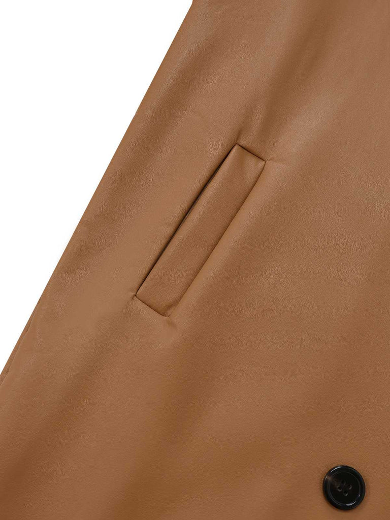 Manteau long à revers en fausse polaire sherpa contrastée des années 1940