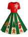 Robe trapèze rose motif flocon de neige des années 1950