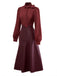 [Prévente] Robe rouge bordeaux col à nœud et patchwork en cuir années 1940