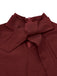 [Prévente] Robe rouge bordeaux col à nœud et patchwork en cuir années 1940