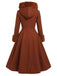 [Prévente] Manteau marron à capuche boutonné en fausse laine années 1950