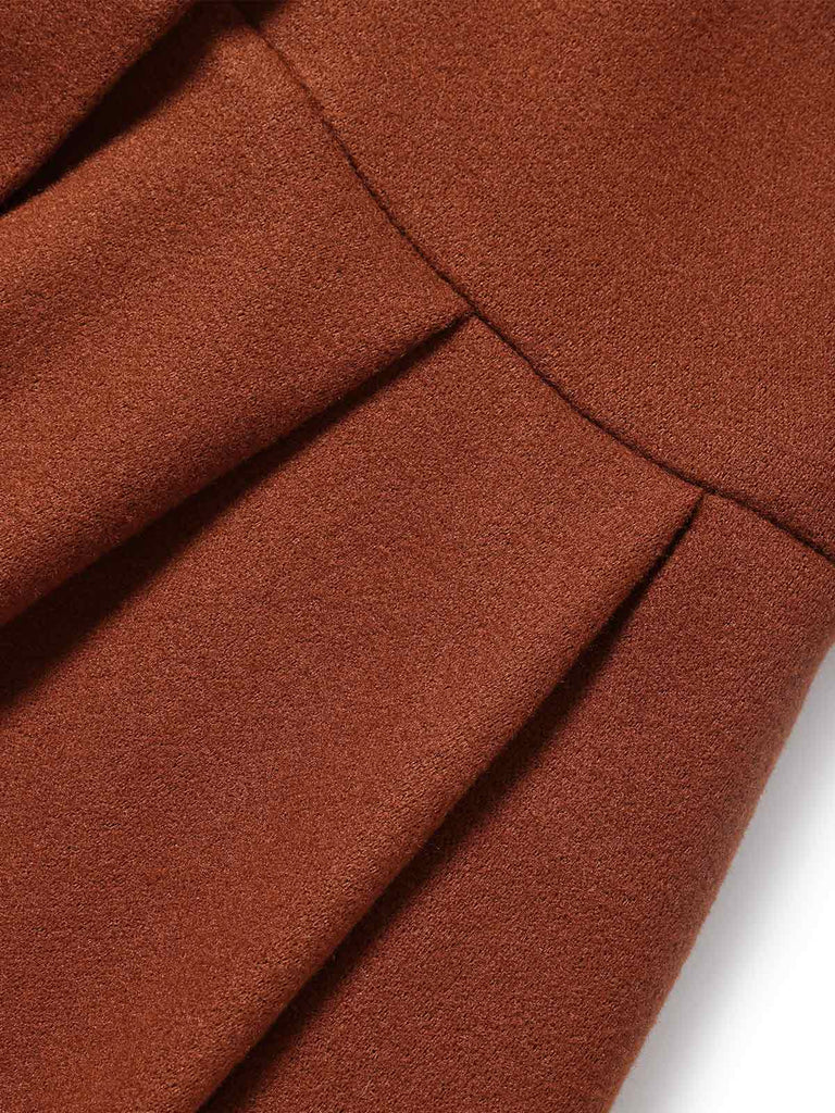 [Prévente] Manteau marron à capuche boutonné en fausse laine années 1950
