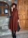 [Prévente] Manteau marron à capuche boutonné en fausse laine années 1950