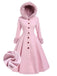 [Prévente] Manteau marron à capuche boutonné en fausse laine années 1950