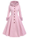 [Prévente] Manteau marron à capuche boutonné en fausse laine années 1950