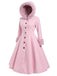[Prévente] Manteau marron à capuche boutonné en fausse laine années 1950