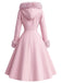 [Prévente] Manteau marron à capuche boutonné en fausse laine années 1950