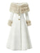 Manteau à col en fourrure multicouche crème années 1950