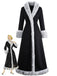 Manteau long noire à bordure en fausse fourrure années 1930