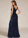 Robe longue fendue en velours bleu à sequins des années 1920