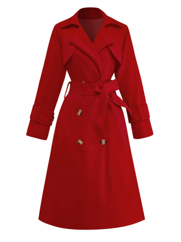 Trench-coat uni à double boutonnage des années 1950