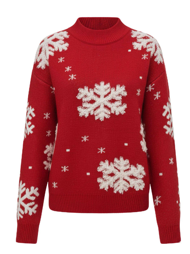 Pull à col roulé en polaire à motif flocon de neige années 1940
