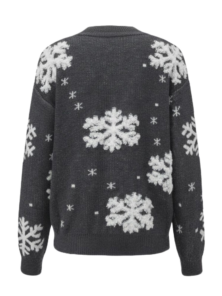 Pull à col roulé en polaire à motif flocon de neige années 1940