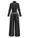 2PCS Haut tricoté noir col montant et pantalon à jambes larges des années 1930