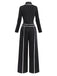 2PCS Haut tricoté noir col montant et pantalon à jambes larges des années 1930
