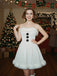 Robe bustier blanche en velours et peluche style bonhomme de neige nnées 1960