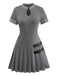 Robe plissée en cuir tricoté gris des années 1970