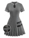 Robe plissée en cuir tricoté gris des années 1970