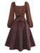 [Prévente] Robe carreaux vichy marron dos nu lacé et volants années 1950