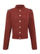 Veste courte en daim marron col montant des années 1980