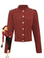 Veste courte en daim marron col montant des années 1980
