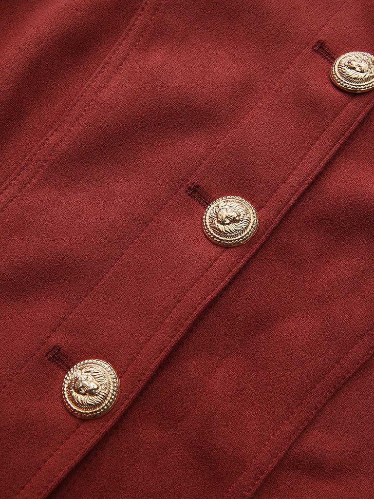 Veste courte en daim marron col montant des années 1980