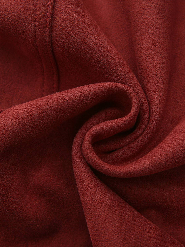 Veste courte en daim marron col montant des années 1980