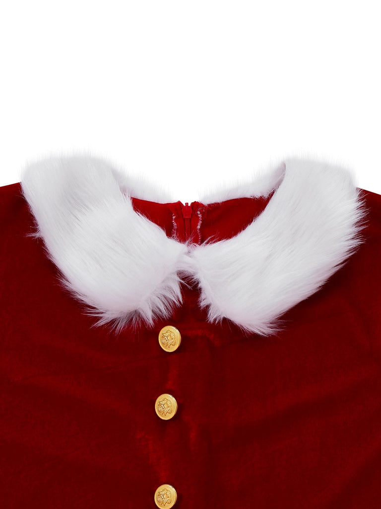 Ensemble robe en velours rouge pour Mme Claus des années 1930