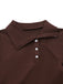 Robe Marron Tricotée À Carreaux Col Asymétrique Années 1970