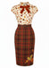 Robe crayon noire motif sapin de Noël renne flocon de neige années 1960