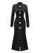 Robe col nœud et fente sur le devant noire des années 1930