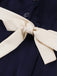 Robe bleu marine style nautique col carré avec ceinture des années 1950