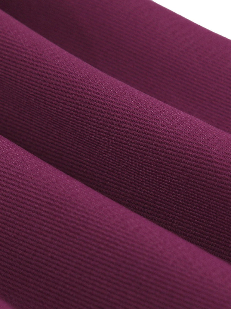 Robe trapèze motif chat larges bretelles rouge violacé des années 1950