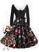 Robe trapèze à col en V et col en fourrure des années 1950