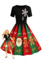 Robe trapèze noire à flocons de neige années 1950