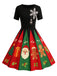 Robe trapèze noire à flocons de neige années 1950